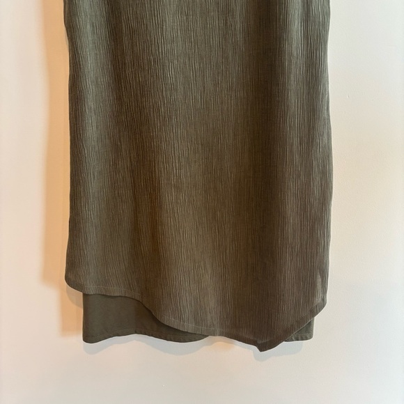 Pure Jill Olive Green Textured Sleeveless sheath Dress Small Petite Lagenlook - Picture 6 of 9